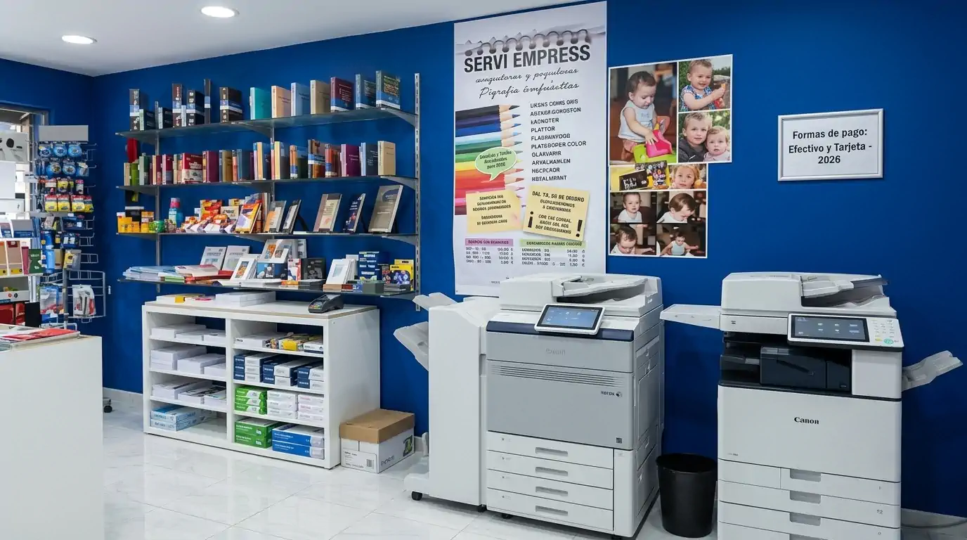 Interior moderno del centro de copiado CopyNET en Chihuahua